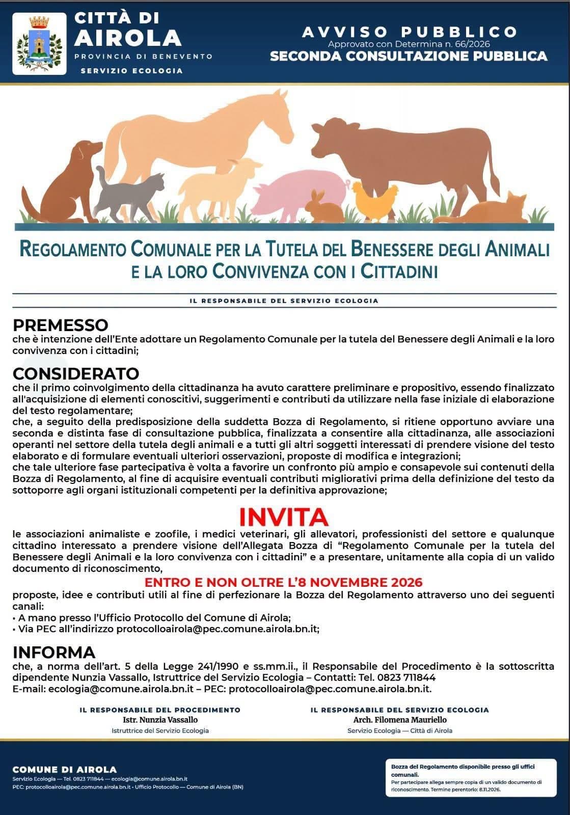 Airola apre il confronto pubblico sul Regolamento per la tutela degli animali